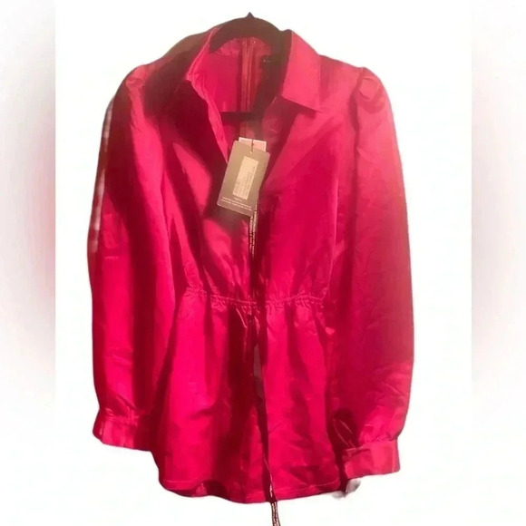 NWT prettylittlething fuschia bonded satin shirt day 2 nite trendy playsuit  8 - Picture 4 of 4